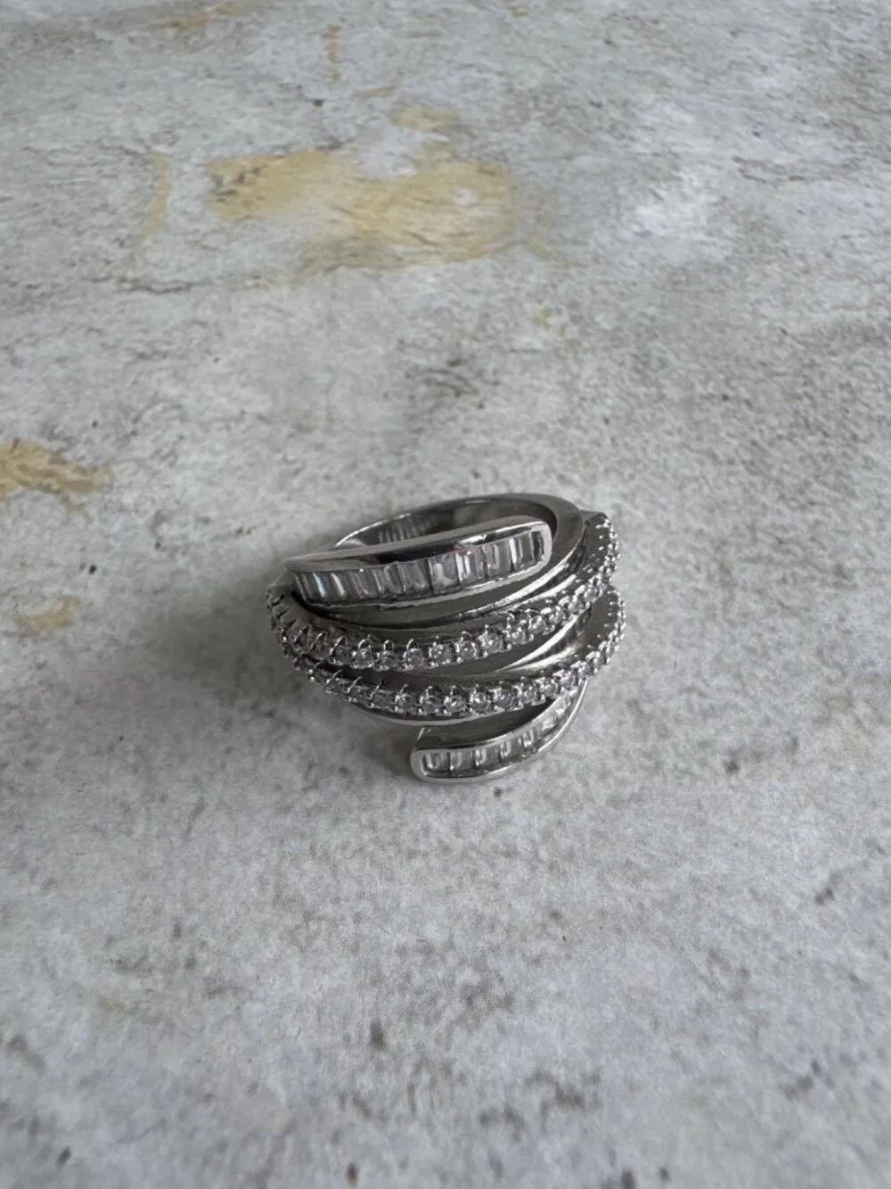 Multi Layer Winding Engagement Wedding Ring Sterling Silver S925 Size 7